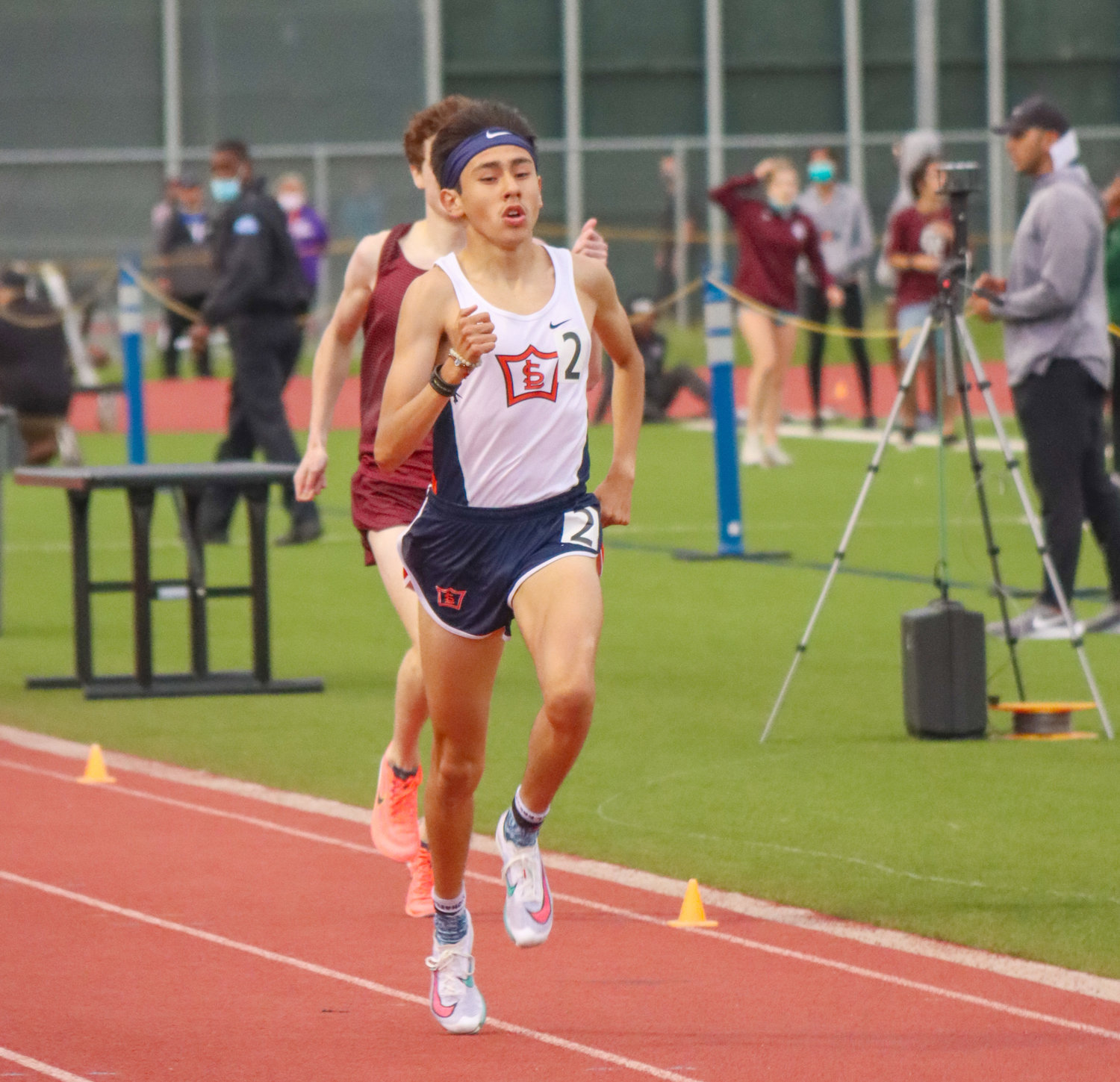 Seven Lakes junior Ruben Rojas Betanzos won gold in the 800, 1600 and 3200 runs at the 19-20-6A area meet on Thursday, April 15, at Paetow High. He was the only Katy ISD athlete to win gold in three events at the meet.